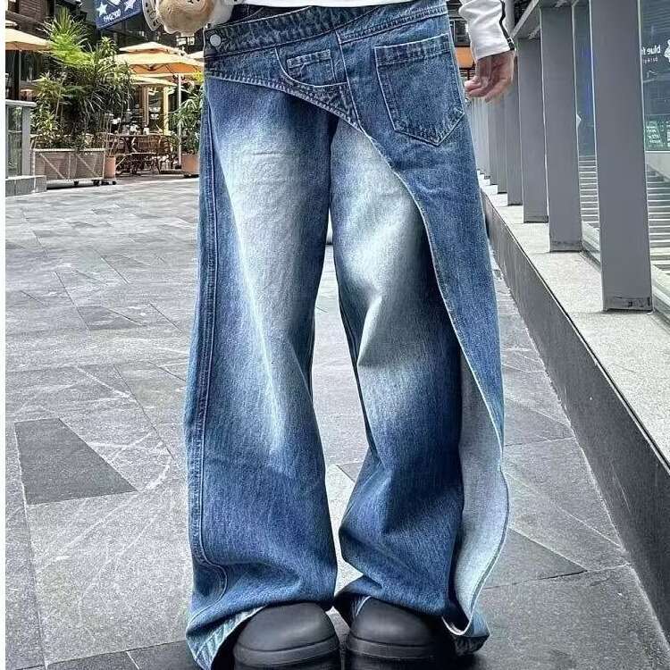 Waistband Designer Style Cut Piece Washed Gradient for Women 2025 Summer New Casual Jeans