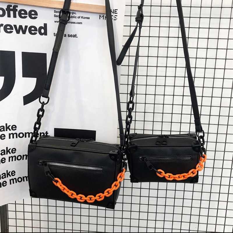 Crossbody Bag Unisex Fashion Small Square Shoulder Bag Handbag PU Leather Messenger Handbags with Adjustable Strap bolsa box sac Y250719