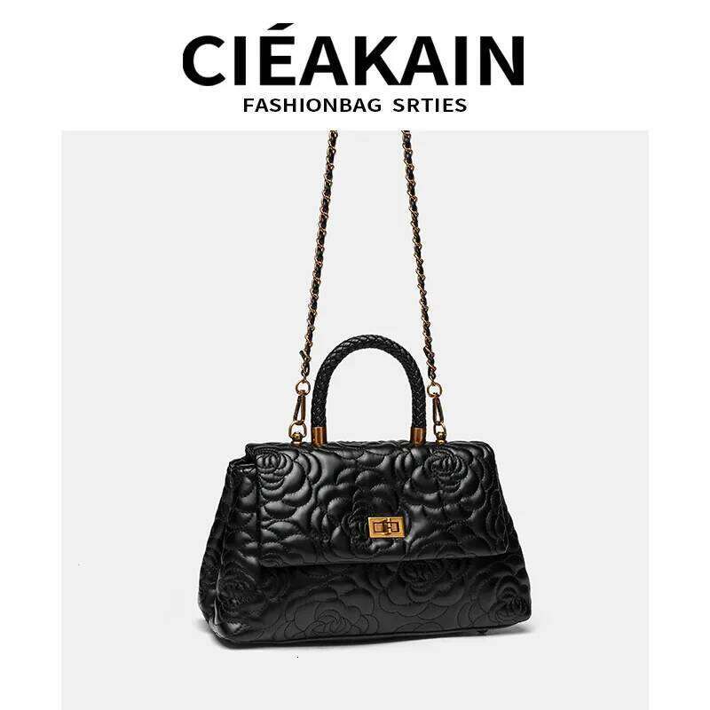 Elegant Fashionable Embroidered Rose Crossbody Chain Handbag Single Shoulder Bean Sprout Mountain Tea Flower Bag