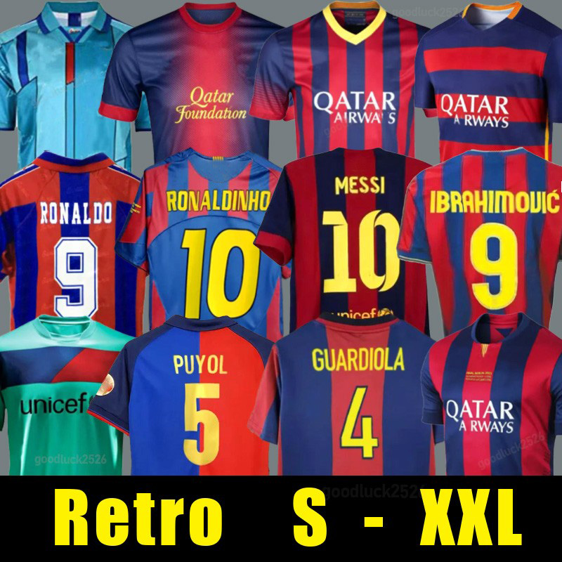 Retro 05 06 soccer jersey 9192 96 97 98 99 09 10 11 RONALDINHO RIVALDO MESSIS maillot de foot NEYNAR Jr lbrahimovic A.iniesta Xavi vintage Football Shirts Eto'o PUYOL