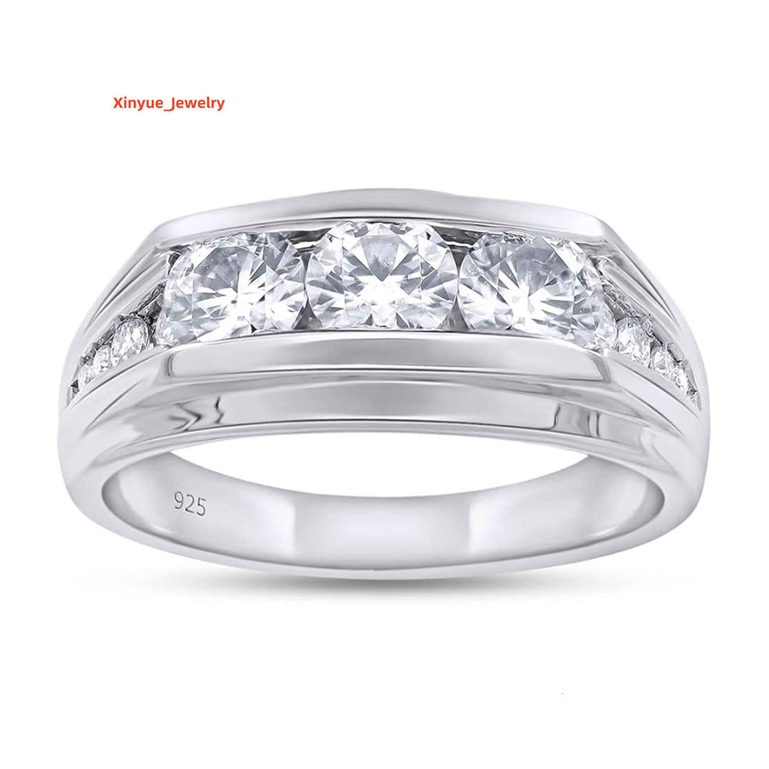 High Quality Bands 1.3 Carats Iced Moissanite Stone Wholesale Popular Rapper 925 Silver Moissanite Ring for Woman and Men