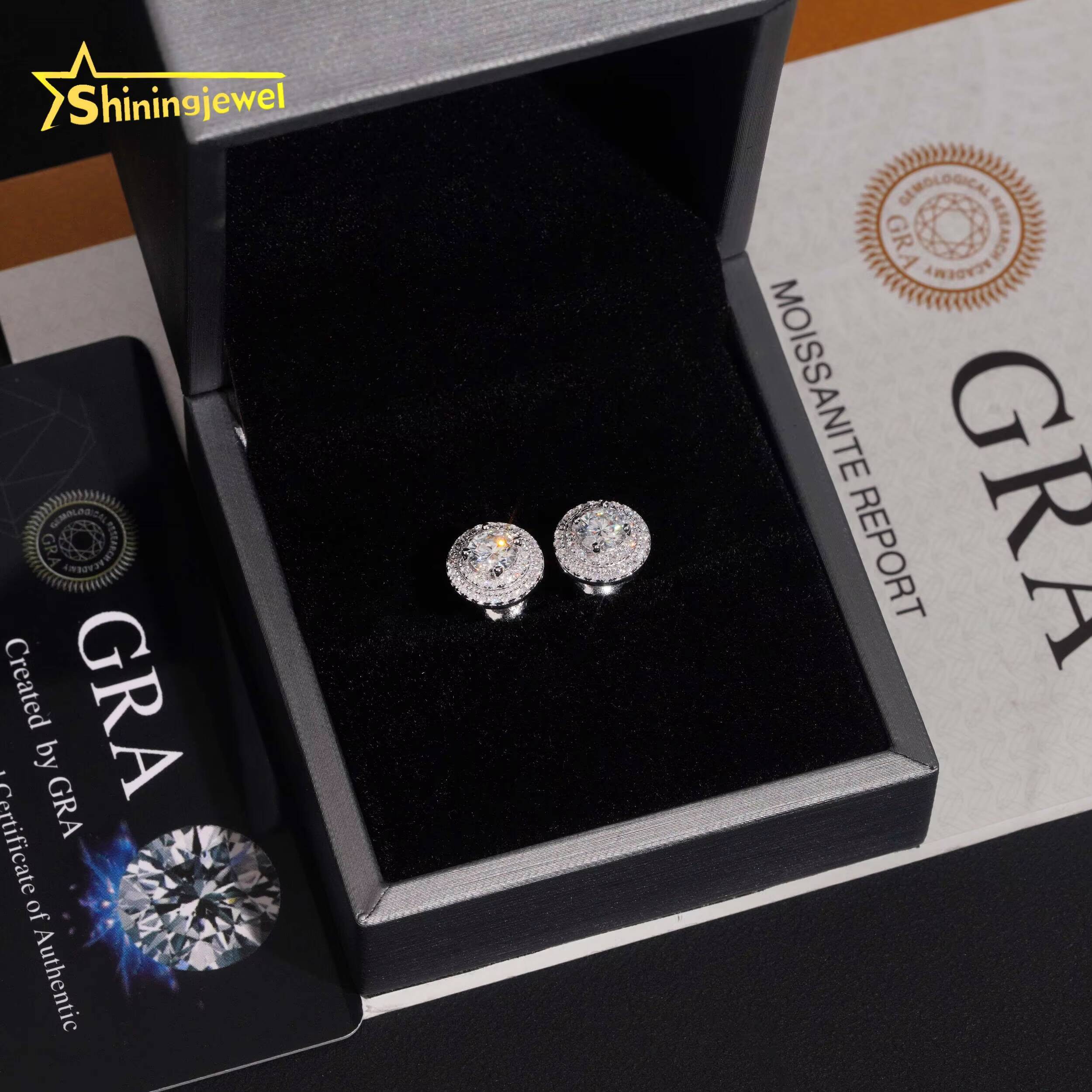 Cheap Price Screw Back Round Moissanite Earrings 925 Sterling Silver Iced Out Moissanite Earrings Men Women Daily Wear