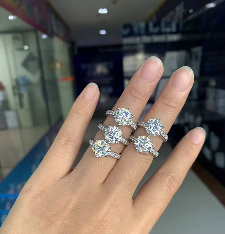 Fancy Rings S925 Sterling Silver Rings 18K Solid Gold Fashion Solitaire Style Moissanite Ring Engagement