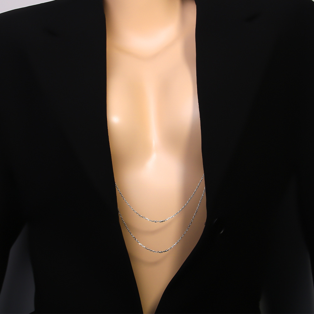 New Arrival Pearl Nipple Chain Minimalist Blue VVS Moissanite Iced out Tassel Sexy Body Chain for Women Club Body Chain