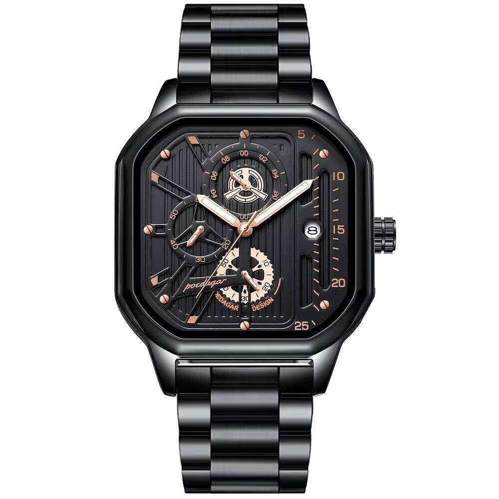 DHgargets Men's Waterproof Chronograph Watch - 50M Stainless Steel Quartz Wristwatch with Date & Tachymeter (Model 628)