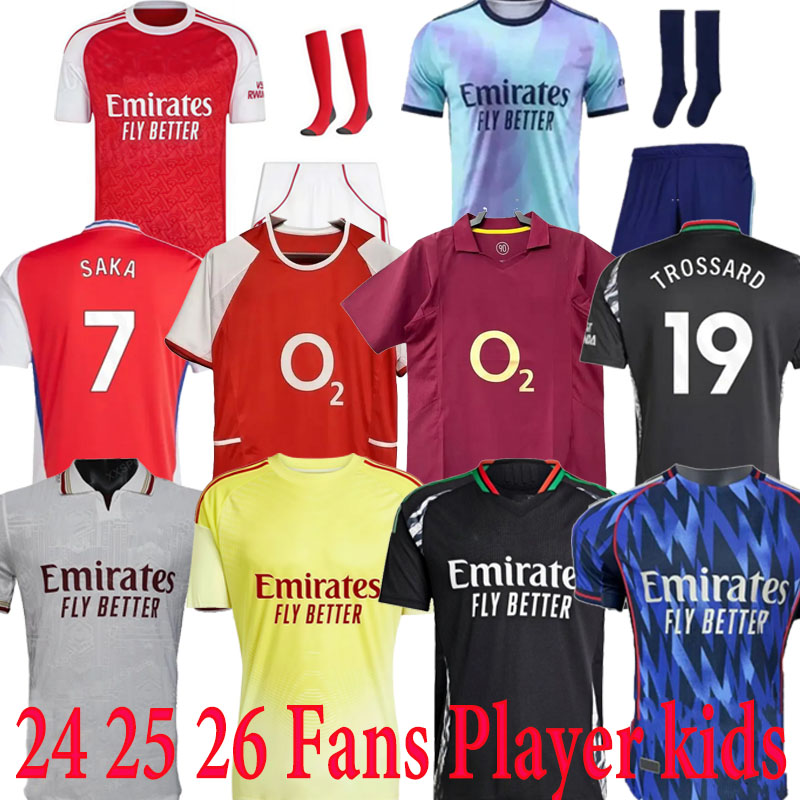 16-4XL 24 25 26 arsenallFans Player Football kit Jerseys SAKA ODEGAARD RICE NWANERI MARTINELLI HAVERTZ Calafiori NKETIAH SALIBA TROSSARD JESUS Soccer Shirt Kids Kit