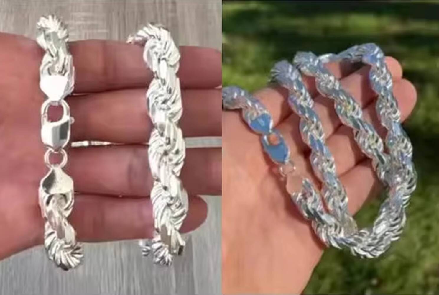 1 -10mm Sterling Silver 925 Rope Bracelet-diamond Cut-rhodium Plated 2-10mm Sterling Silver 925 Rope Necklace