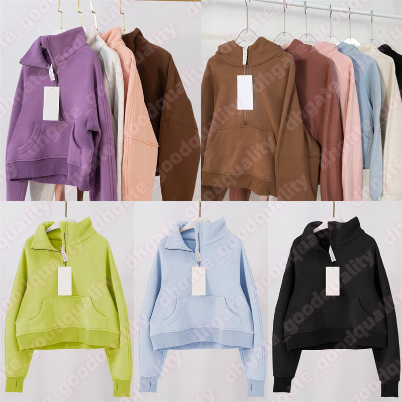 Womens Yoga Jacket Womens High Collar Hoodie Sports Half Zipper Coat Long Sleeve Loose Hoodie Jogging Fitness Yoga Clothes