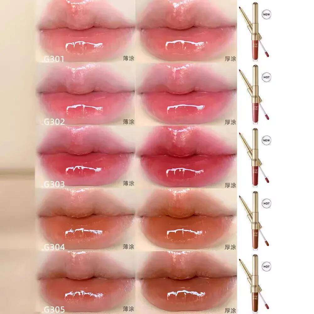 OUTOFOFFICE OOO Double Headed Lip Gloss Lipstick New Lipliner Mirror Moisturize Make-up for Women Cosmetic K-Beauty X250721 X250721