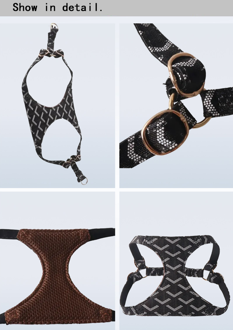 Luxury Dog Harness Leash Breathable Leather No Pull Harness for Small Medium Dog, Harness Vest for Walking Jogging Easy Step-in Imitation Design Best 
