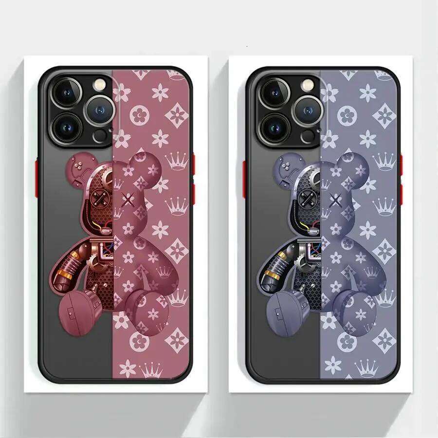 Fashionable Robot Bear Brand Phone Case for iPhone 15 11 13 14 Pro Max 16 Plus 12 Mini 7 8 XR XS 15Pro MAX 16e Cover Cases cell phone cases