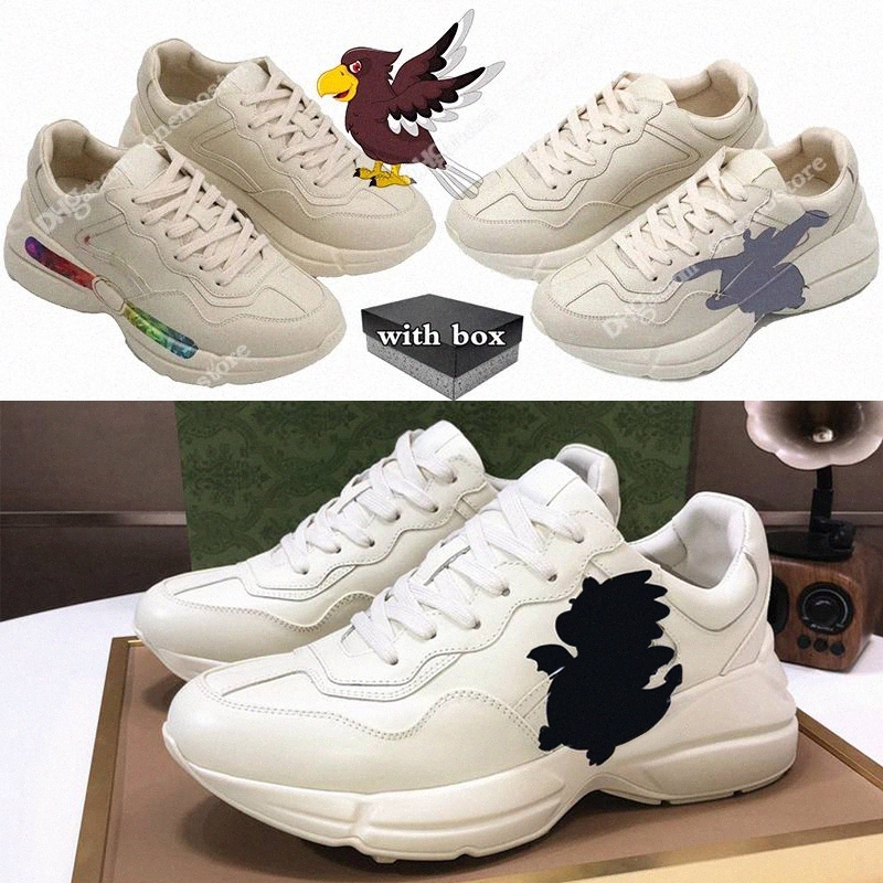 Designer shoes Rhyton Sneakers Casual Shoes Multicolor Sneakers Beige Men Trainers Vintage Chaussures Ladies casual leather Shoes Sneaker 1018 65Pn#