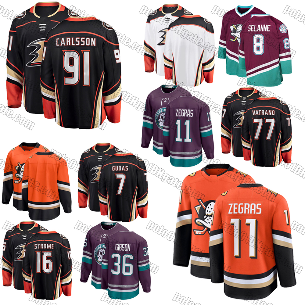 #91 Leo Carlsson anaheim hockey jersey ducks jerseys #11 Trevor Zegras #36John Gibson #19Troy Terry #77Frank Vatrano Killorn Strome Charlie Conway jerseys