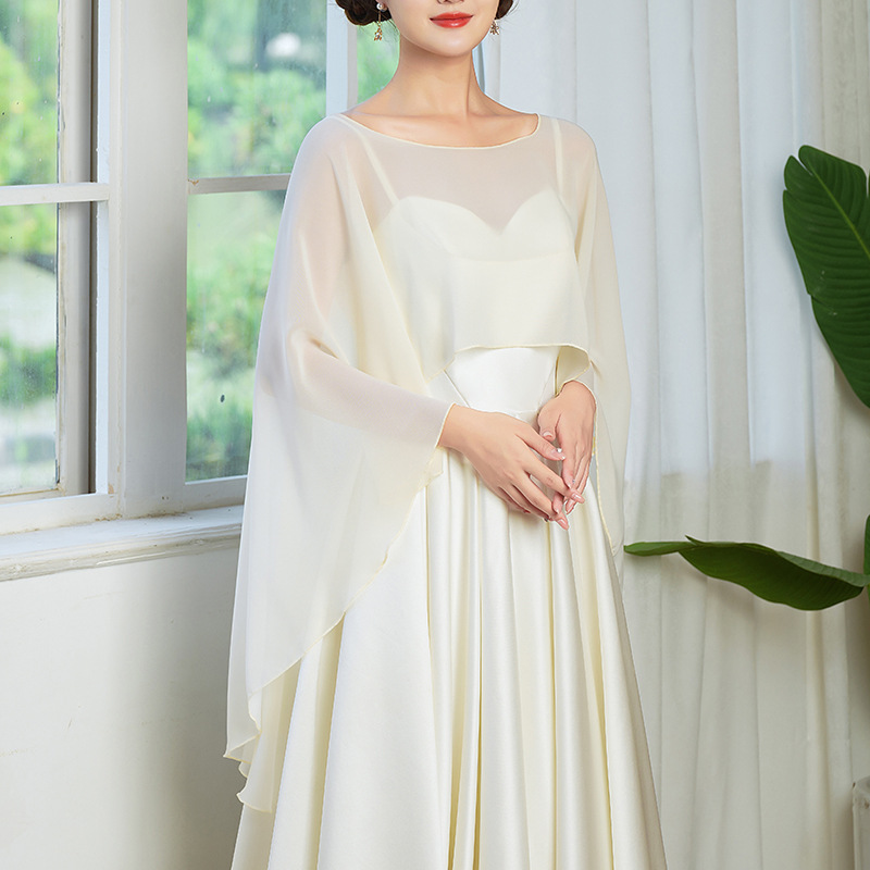 K1417 Bride summer shawl dinner dress chiffon outer wear photo etiquette performance host flesh cover sunscreen veil