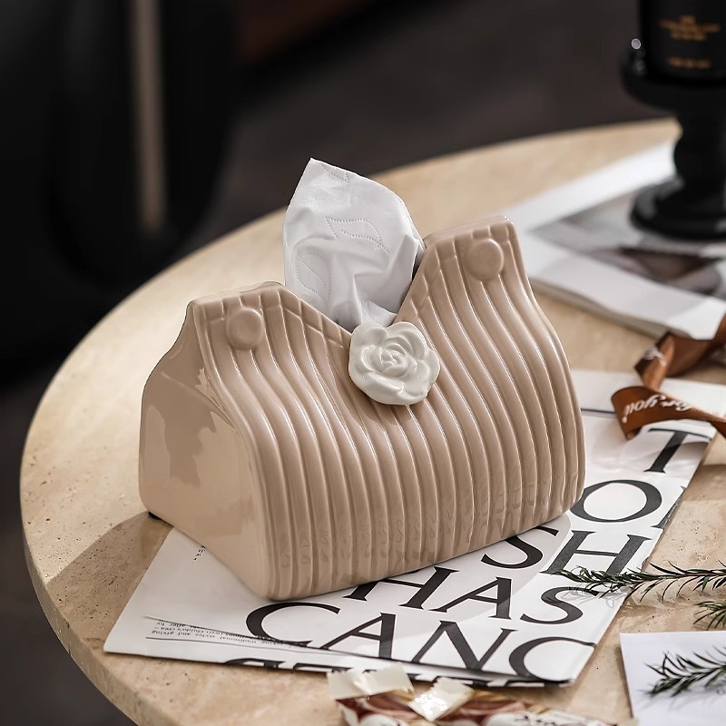 Luxury French Style Small Fragrance Tissue Box Living Room Light Nordic Style High-end Napkin Tissue Box Dopamine Ceramic Ornament 250721