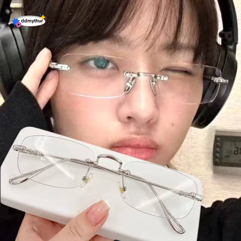 Harajuku Metal Square Frame Y2K Womens Retro Small Glasses Girls Japanese Glass Eyewear Decorative Anti-blue Eyeglasses ddmythur
