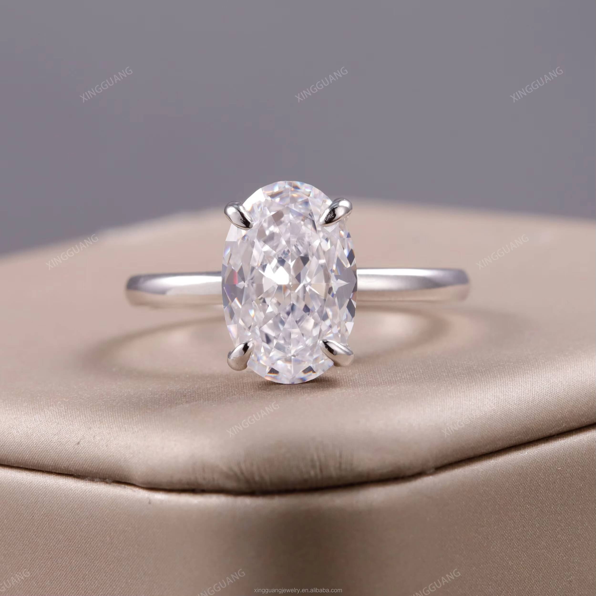 XG 4CT Oval Diamond Rings for Women VVS Moissanite Lab Grown Diamond Rings Custom Rings Silver 10 14 18 k Gold Fine Jewelry