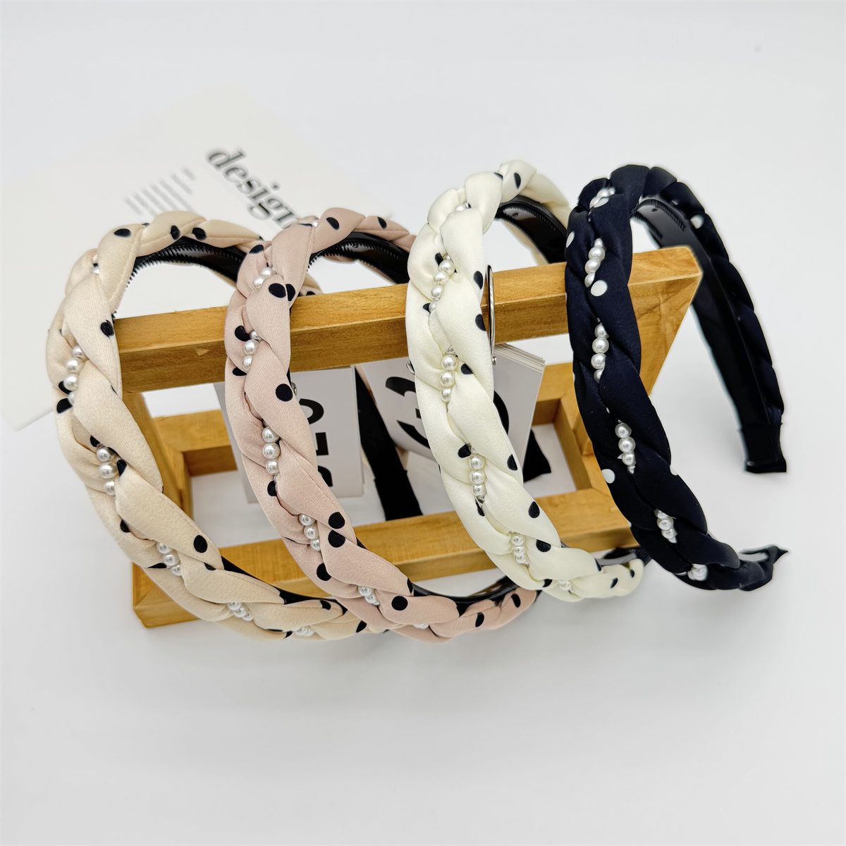 Retro polka dot pearl hair band female new senior sense of broken hair headband hair card hair accessories