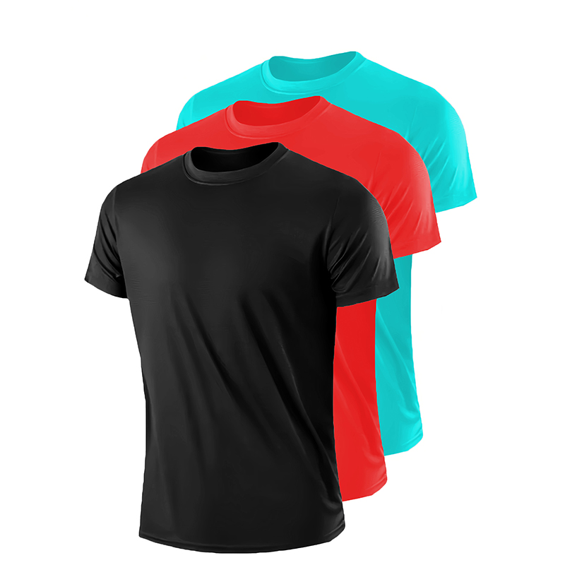 Mens Casual Black Red Solid Color T Shirts Comfort Fit Short Sleeve(Suitable for young men and women)