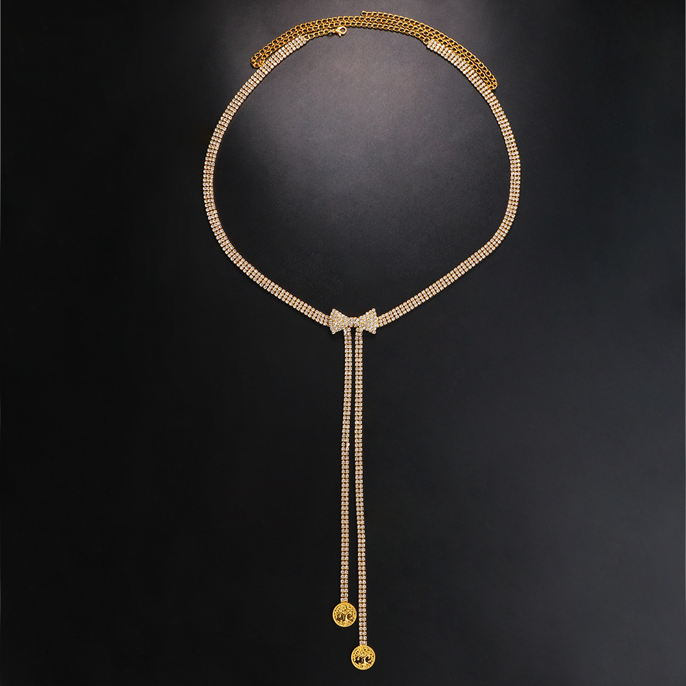 New Arrival Bowknot Iced out Moissanite Waist Chain Stylish Coin Extender Chain for Women Waist Chain