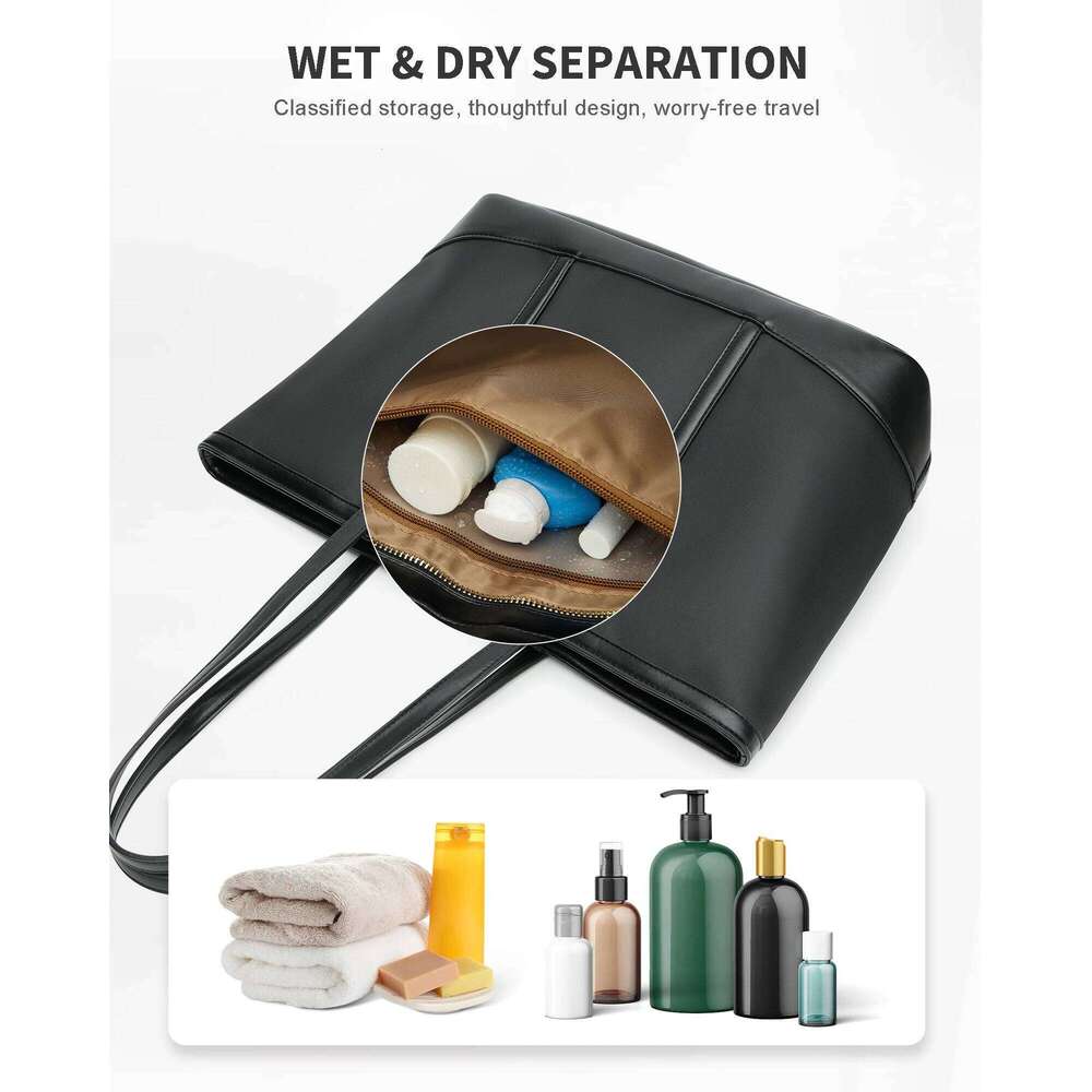 Tote Bags Women Zipper,Large Waterproof Shoulder Bag With Dry-Wet Compartment,Foldable Handbag For Travel,Work,Gym,Yoga