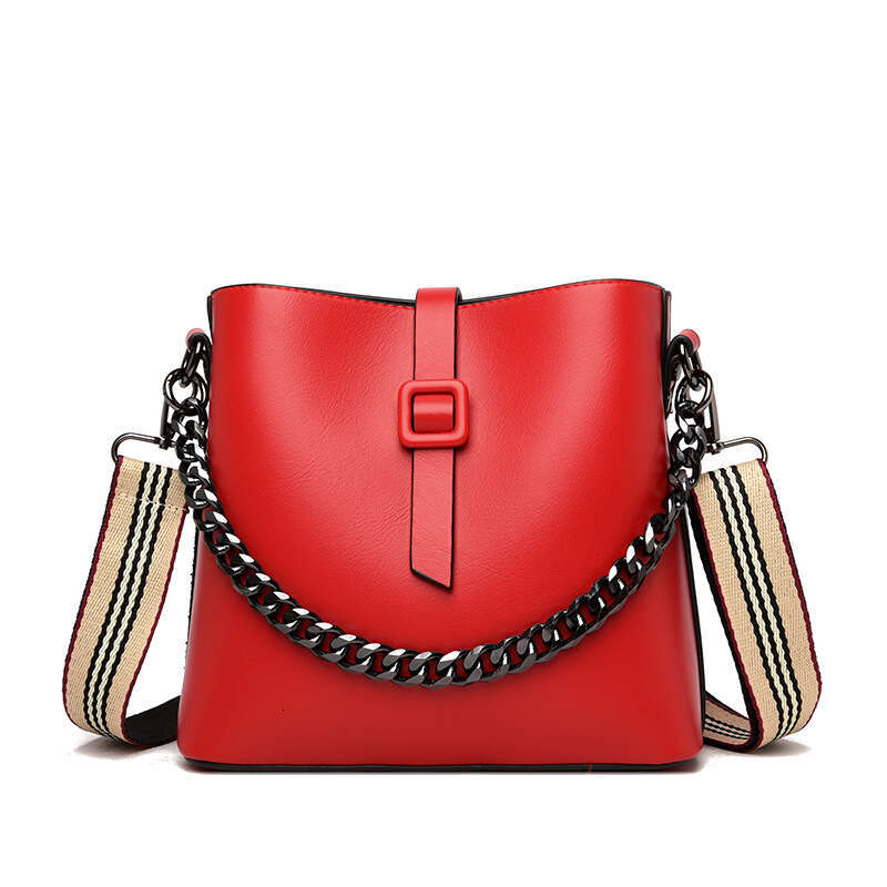 Genuine Leather Single Shoulder for Women Casual Versatile Crossbody Fashionable Large Capacity Handheld Bucket Bag Light Luxury