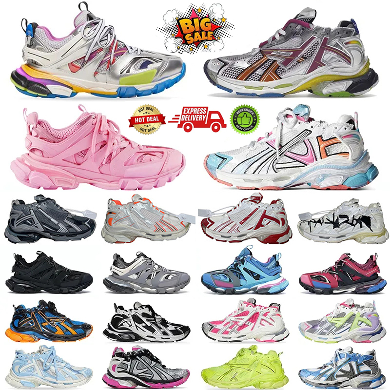 Designer Casual shoes Track 3 7.0 7.5 Paris Luxury sneakers mens womens shoe sport White Black Green Pink Blue Grey Platform Runners trainers size 36-46