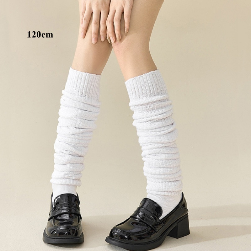 1 Pair of White Knee High Socks, Stacked Socks, JK Socks Calf Size Socks for Casual Everyday Wear quality