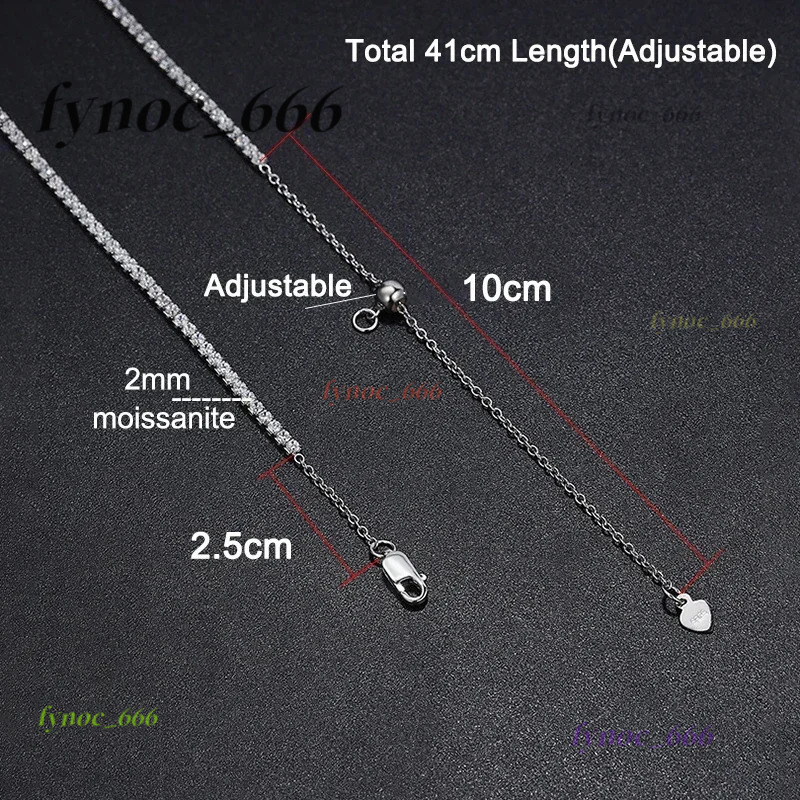 2mm Moissanite Tennis Necklace For Women S925 Silver Plated 18K Gold Sparking Rhinestone Choker Chain Wedding Jewelry Adjustable