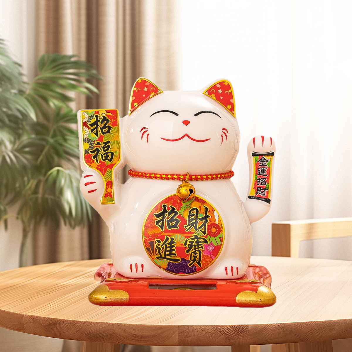 Solar Ceramic Cat Ornament for Cars - Wealth Attraction Decorative Piece No need to charge Home decorations T401 - 2