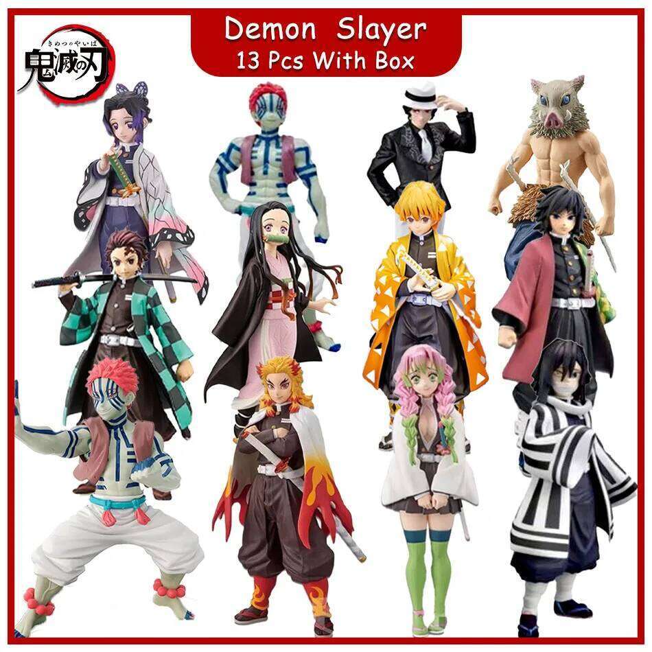 Anime Demon Slayer Kimetsu no Yaiba Kamado Tanjirou Action Figure Agatsuma Zenitsu Nezuko Warrior PVC Model Toys