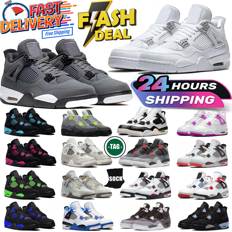 Free shipping designer basketball mens shoes sneakers 4 4s White Cement Bred Reimagined Metallic Gold Thunder outdoor sports designer shoes trainers size 36-47