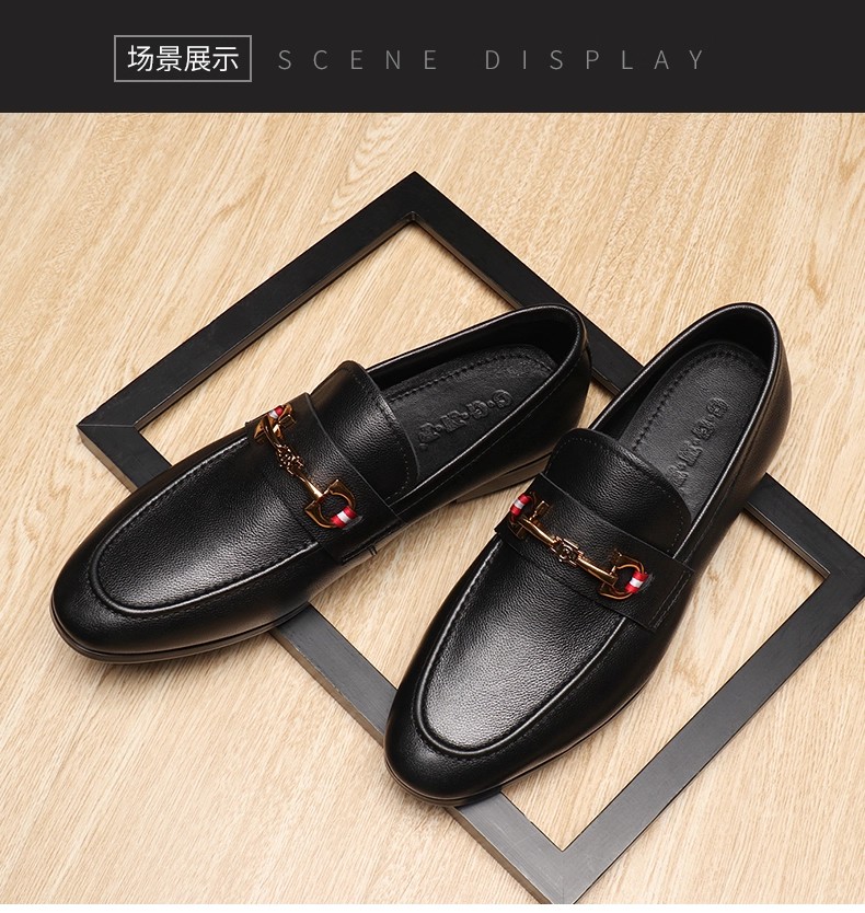British men's loafers soft leather soft sole buckle genuine leather men's shoes trendy shoes business casual leather shoes