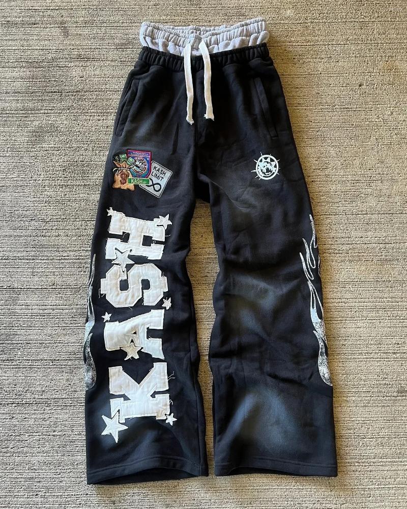 Men's Pants Hip Hop Optical Disc Ebroidered Graphic Casual Sweatpants Y2K Men Gothic Design Baggy Elastic Waist Jogging
