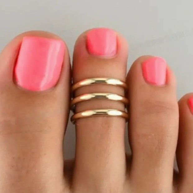 Golden Yellow Spring Simple Fashion Joint Foot Ring Adjustable Open Beach Foot Jewelry 241225