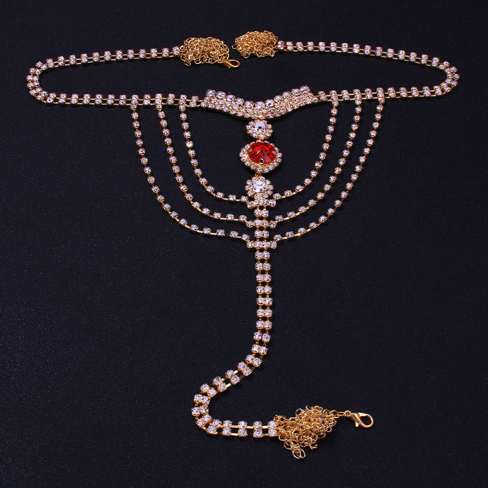 Jewelry Round Red Bikini Body Chain Sexy Club VVS Moissanite Iced out Panty Chain Bling Bling