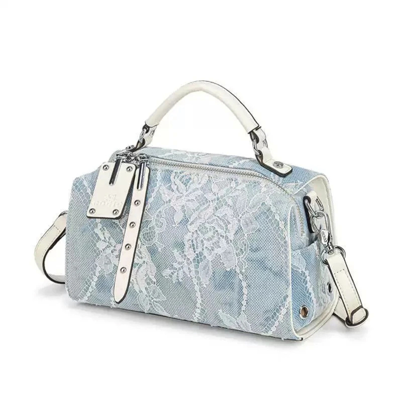 COCIO designer Cowboy Blue Lace Handheld Pillow Bag Fashionable and Versatile Cross Shoulder Bag Multi functional Shoulder Bag