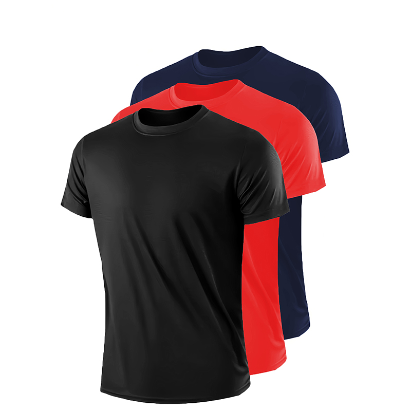Mens Casual Black Red Solid Color T Shirts Comfort Fit Short Sleeve(Suitable for young men and women)