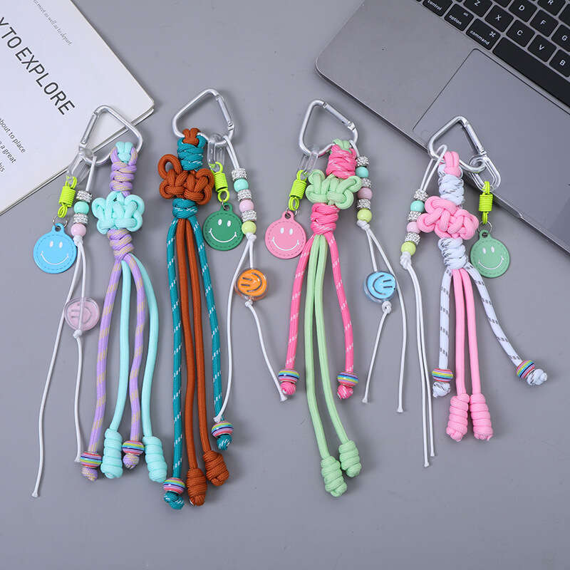 Chinese Knot Braided Tassel Smiley Face National Style Phone Pendant Handbag Backpack Lanyard Bag Accessories