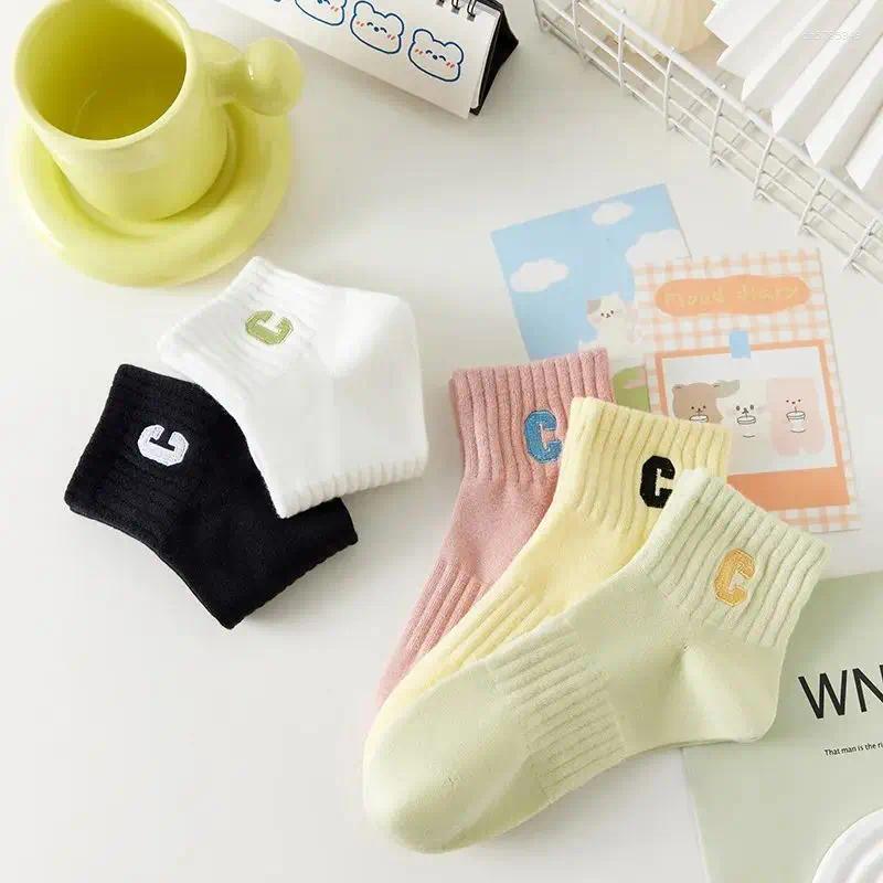 Women Socks 5 Pairs Women's C Letter Print Fashion Versatile Medium Tube Casual Comfortable Sports For Outdoor