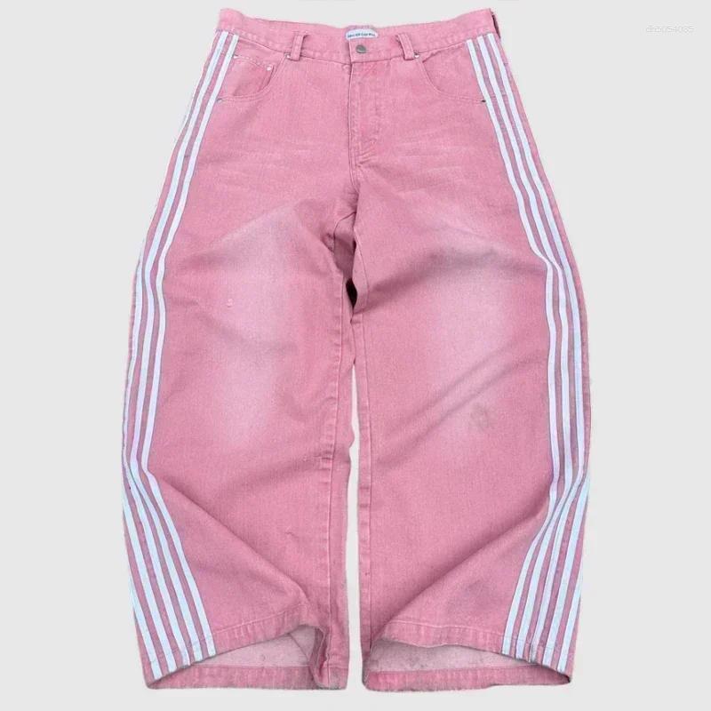 Men's Pants Y2K Baggy Jeans Harajuku Striped Embroidered High Quality Vintage Streetwear Hip Hop Goth Men Women Wide Casual Leg Denim design