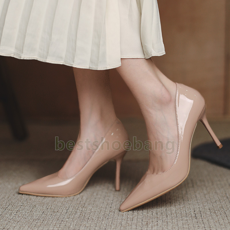 Elegant Luxury Patent Leather high heels dress shoes loafers womens Adult 7cm 9cm heel Fashion designer women mary jane shoes Size 34-40