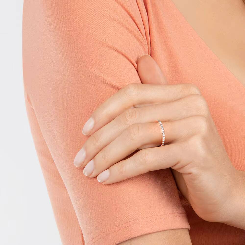 OAHLAN Wholesale Fine Jewelry 925 Sterling Silver Eternity Stackable Ring Promise Wedding Band Moissanite Rings for Women Girls