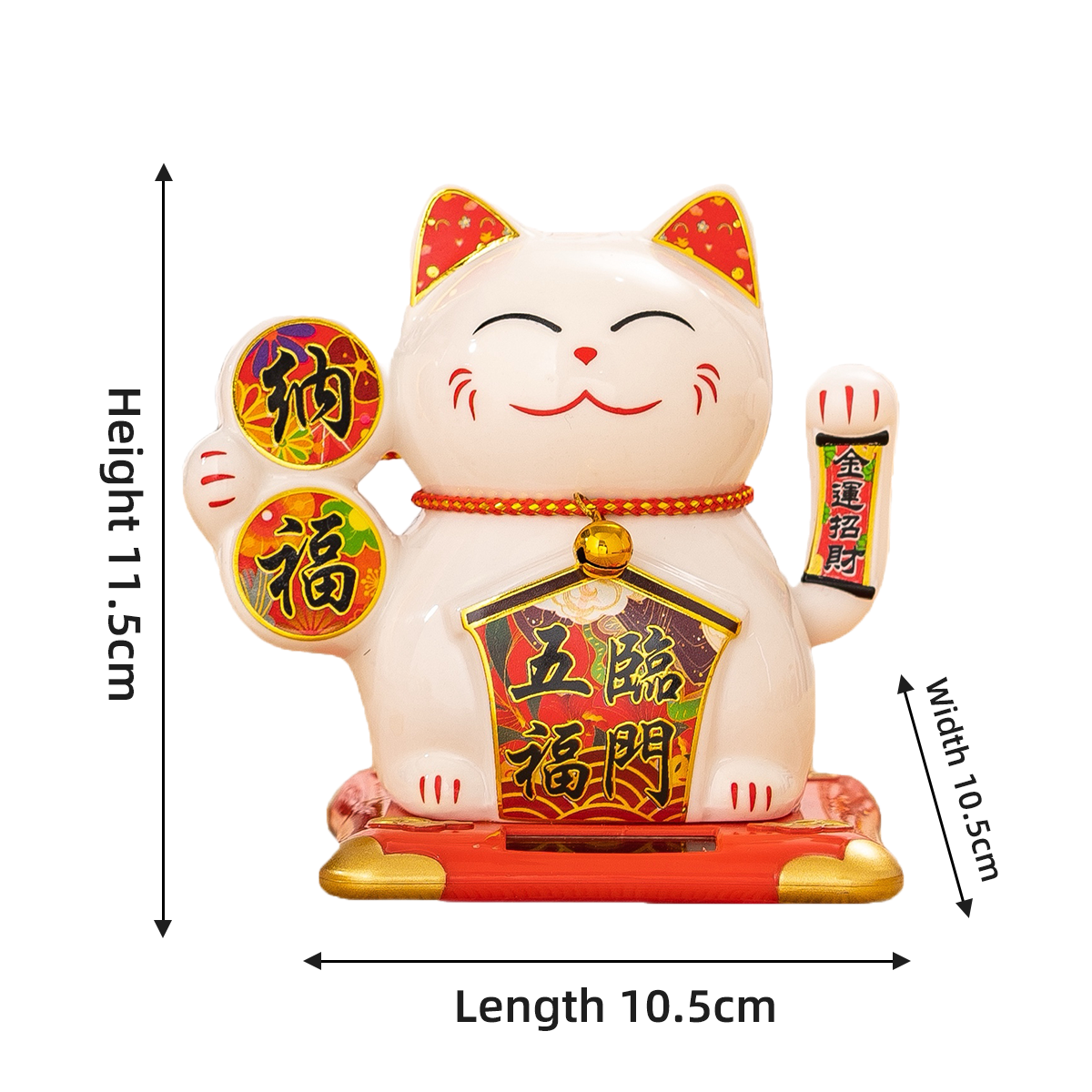 Solar-Energy Ceramic Cat Decoration with Motion Perfect for Car Dashboard and Interior Design Electric shaking hand