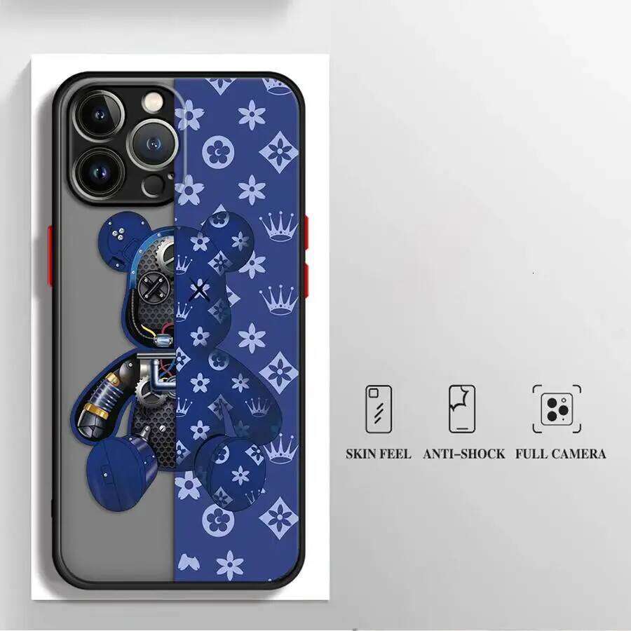 Fashionable Robot Bear Brand Phone Case for iPhone 15 11 13 14 Pro Max 16 Plus 12 Mini 7 8 XR XS 15Pro MAX 16e Cover Cases cell phone cases
