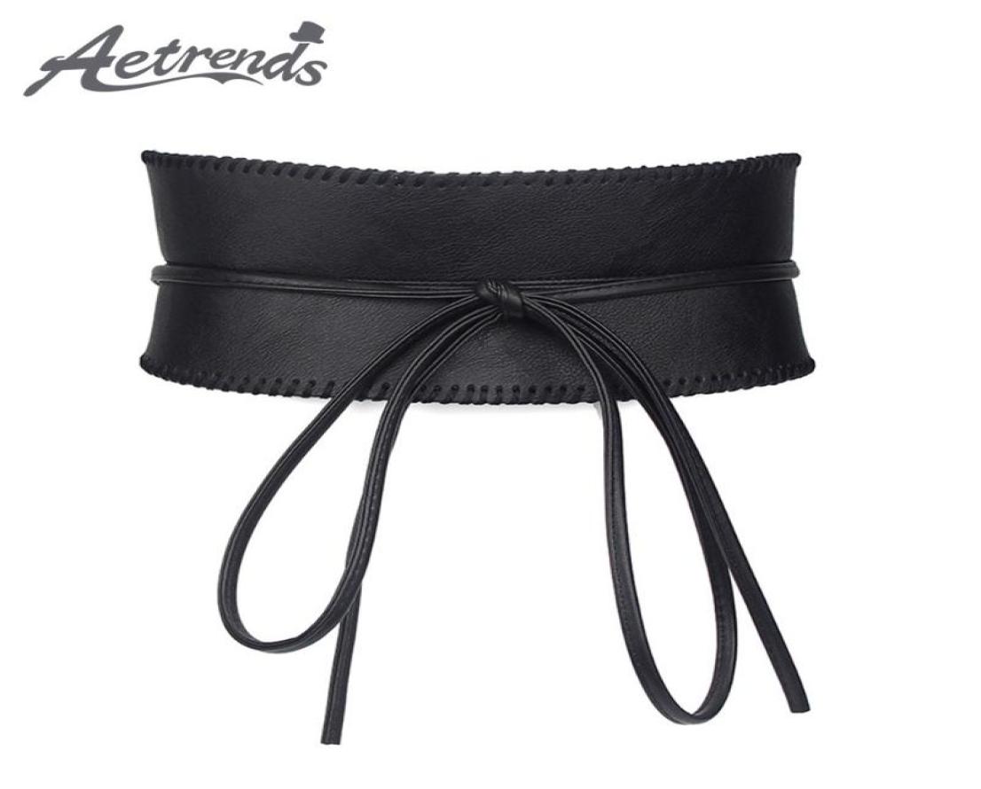 Belts AETRENDS Women Soft Leather Self Tie Wrap Cinch Belt Obi Style Wide Waist Band D01124401591