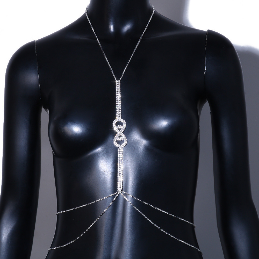 VVS Iced out Moissanite Chest Chain Women's Sexy Stylish Unique Geometric Moissanite Body Chain