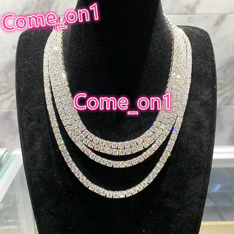 High Quality Pass the Diamond Tester Moissanite Necklace 925 Silver 2mm 3mm 4mm 5mm VVS Moissanite Tennis Chain Hiphop Jewelry