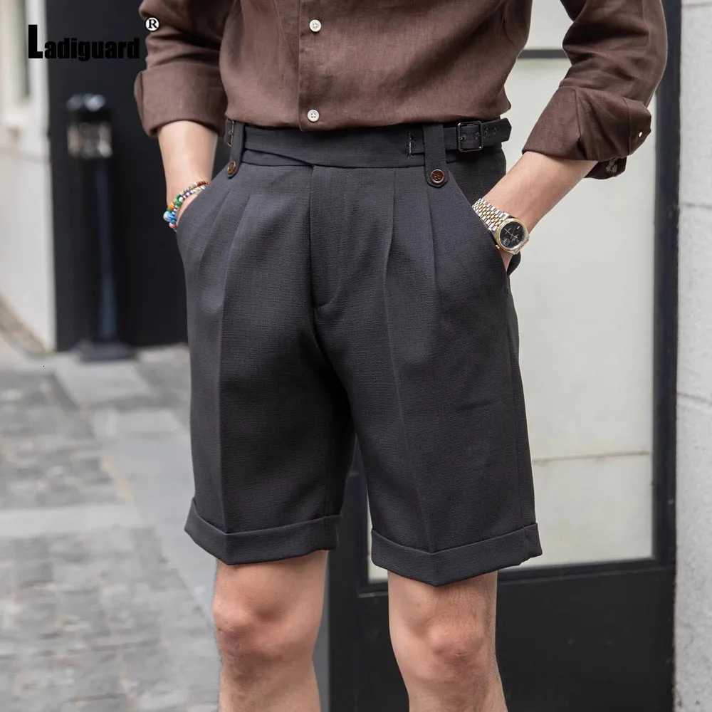 2025 Mens Elegant Formal Party Wedding Shorts Sexy Adjustable Belt Naples Shorts Mens Stand Pocket Casual Suit Half Pants New XJ250721