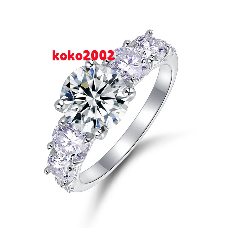 Wholesale Price Moissanite Diamond Ring Round Cut S925 Sterling Silver Fashion Jewelry for Engagement or Wedding